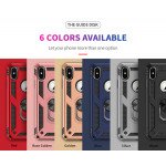 Wholesale iPhone XS Max Tech Armor Ring Grip Case with Metal Plate (Rose Gold)